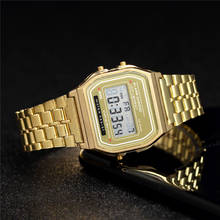 Роскошные женские часы цвета розового золота с силиконовым ремешком женские модные светодиодные цифровые часы повседневные женские электронные часы Reloj Mujer 2020 2024 - купить недорого