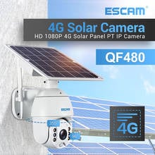 ESCAM-cámara IP QF480 con Panel Solar, dispositivo de almacenamiento en la nube, 1080P, PTZ, batería 4G, alarma PIR, visión nocturna, impermeable IP66, Audio bidireccional 2024 - compra barato