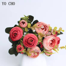 YO CHO-flores artificiales, ramo de rosas de té de alta calidad, decoración del hogar, fiesta de boda, planta falsa 2024 - compra barato