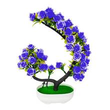 Artificial Green Plants Bonsai Plastic Rose Flowers Small Tree Potted Potted Ornaments For Home Table Garden Decoration 2024 - buy cheap