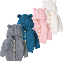 Suéter con capucha para niños y niñas, abrigo cálido de punto con orejas bonitas, prendas de vestir exteriores 2024 - compra barato