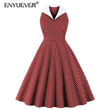 Enyuever-vestido de lunares rojos para mujer, ropa de verano de algodón sin mangas, Swing Up, Vintage, 50s, 60s, Retro 2024 - compra barato
