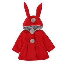 Casaco de manga comprida com capuz, jaqueta fofa de desenho animado com orelha de coelho para bebês de 1 a 5 anos para outono e inverno 2024 - compre barato