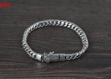 S925 Silver Vintage Old Thai Silver Chain Men's Fashion Knitting Craft Glossy Clasp 7mm Bracelet 2024 - buy cheap