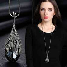 Long Chain Necklace for Women Leaf Geometric Crystal Statement Necklaces & Pendants Vintage Collares 2019 Wedding Accessories 2024 - buy cheap