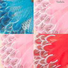 25CM Wide New Embroidery Pink Flower Knit Lace Fabric Trim Ribbon DIY Sewing Applique Tassel Collar Fringe Craft Wedding Supply 2024 - buy cheap