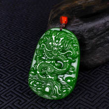 Colgante de Jade del dragón del zodiaco tallado a mano para hombre y mujer, joyería verde Natural, collar de dragón del zodiaco 2024 - compra barato