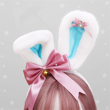Милая японская Ободок Kawaii плюшевый кролик с ушами KC, ободок для волос, аксессуары для волос в стиле "Лолита" C698 2024 - купить недорого