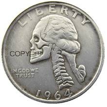 W(06) Хобо креативный D фотокопия монеты с черепом зомби, ручная резная Посеребренная копия 2024 - купить недорого