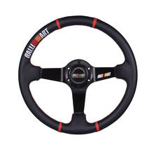 350mm preto racing esporte deriva carro profundo prato volante com chifre 6 parafuso de alumínio corrida pvc esportes deriva volante 2024 - compre barato