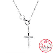 Cross & Infinity Solid 925 Sterling Silver Pendant Necklace Women Fine Jewelry Best Christmas Gift for Ladies 2024 - buy cheap