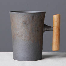 300ml Japan Style Ceramic Tea Mugs Vintage Coffee Cup Chinese Coffee Mugs Tumbler Rust Glaze With Wooden Handgrip Tea Milk Cup 2024 - buy cheap