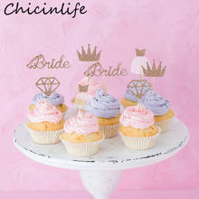 Chicinlife 8Pcs Bride Crown Diamond Ring Cupcake Toppers Bachelorette Party Decoration Engagement Wedding Bridal Shower Supplies 2024 - buy cheap