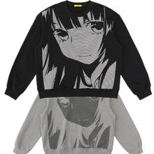 Suéter de cuello redondo con dibujos animados, jersey de manga larga estilo Hip hop, negro, gris, punk, Harajuku, ropa de cosplay 2024 - compra barato