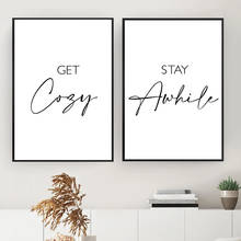 Guest Room Decoration Get Cozy Stay Awhile Quote Posters and Prints Modern Minimalism Wall Art Canvas Painting Pictures Decor 2024 - buy cheap