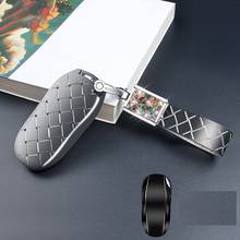 Funda suave de protección con anillo de llavero de diamante de cristal, carcasa de patrón tejido con pegamento suave, funda de llave de coche para Tesla MODEL X 2024 - compra barato