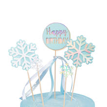 5 pçs natal floco de neve cupcake toppers inserção do bolo do bebê menina menino festa de aniversário decoração do bolo de natal acessórios suprimentos 2024 - compre barato
