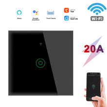 Interruptor inteligente de parede com wi-fi, 20a, painel de vidro, n n + l, aquecedor de água, geladeira, forno, 1 gang, 220v, funciona com alexa, google home 2024 - compre barato