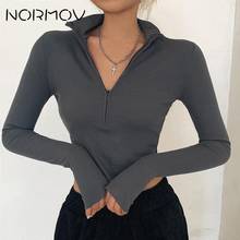 NORMOV Sexy Women Yoga Shirts Zipper Long Sleeve Crop Top Running Jacket Sport Wear Yoga Jacket Fitness Gym Sport Workout Tops 2024 - buy cheap