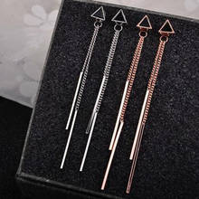 Korean Fashion Jewelry Triangle Geometric Long Tassel Stud Earrings For Women Brincos Earrings Pendientes Mujer Moda 2024 - buy cheap