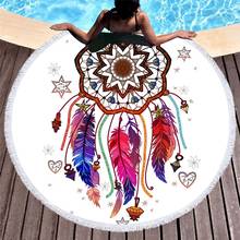 Round Dreamcatcher Feather Beach Towels Summer Yoga Mat Seaside Bath Shower Towels With Drawstring Backpack Bag Bikini Cover Up 2024 - buy cheap