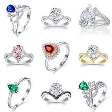 Mengyi anel de zircônio cúbico para mulheres, anéis para mulheres de casamento 9 2 5 cristal feminino, joia de luxo com gota d' água 2024 - compre barato