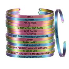 Pulsera inspiradora redonda de Color arcoíris, brazalete abierto personalizado, pulseras con letras, joyería positiva, dijes, SL-098 2024 - compra barato
