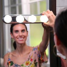 4 lâmpada hollywood led maquiagem espelho de luz ventosa instalação penteadeira vaidade luz do banheiro lâmpada parede alimentado por bateria 2024 - compre barato