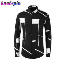 Luxury Men Shirt Long Sleeve Slim Casual Shirts For Men Turn-down collar Patchwork Camisas Plus Size Cotton Shirts male 2024 - buy cheap