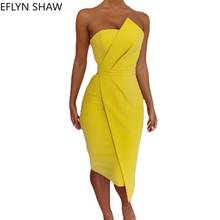 Sexy Dress for Party Women Elegant  Wrapped Chest High Waist Open Back Irregular Bodycon Dress Solid Sheath Knee Length Dress 2024 - buy cheap