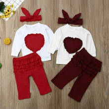 Toddler Baby Girl Clothes Heart Top Sweatshirt+Pants Outfit Set 2PCS Cotton Autumn Children Girl Clothing Set 2024 - buy cheap