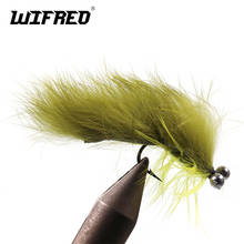 Wifreo 8PCS 6# Green / Olive White Black Dumb Bell Eye Zonker Fly Fishing Streamers 2024 - buy cheap