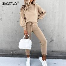 Solid Women's Tracksuit 2020 Winter Two Piece Set Women Fashion Long Sleeve Casual Sweatshirt and Elastic Pocket Trousers Suits 2024 - buy cheap