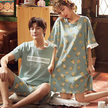 Couple Summer Pajamas Set Men T Shirt Shorts Women Dress Pijama Unit Cotton Home Sleepwear Cartoon Funny Lounge Short Sleeve 3XL 2024 - buy cheap