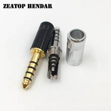 50 pçs banhado a ouro/ródio chapeado alta fidelidade 4.4mm plugue do fone de ouvido 4.4 5 pólo masculino equilíbrio jack de áudio diy fone de ouvido 6mm buraco conector