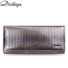 Dicihaya-carteira feminina de couro de crocodilo, bolsa de mão longa de couro genuíno de crocodilo para mulheres 2024 - compre barato