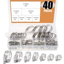 40Pcs Adjustable 8 to 38mm Diameter Clips Worm Gear Hose Clamp Assortment Kit for Various Pipes Automotive Mechanical Use 2024 - купить недорого