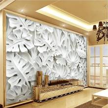 Leaves Pattern Plaster Relief Mural 3D Photo Wallpapers for Living Room Bedroom Wall Painting 3D Modern Wall Papers Home Decor 2024 - buy cheap