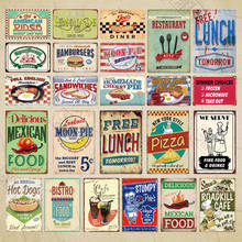 Restaurant Doorplate Fast Food Service Vintage Metal Tin Plate Fast Food Restaurant Wall Stickers Home Decoration Plaque 2024 - buy cheap