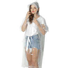 Capa de chuva super transparente para a moda feminina eva impermeável chuva poncho casaco reutilizável com capuz cordão 2024 - compre barato