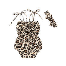 Macacão infantil unissex sem mangas, romper para crianças com estampa de leopardo, tamanho 0 a 18m, conjunto de roupas femininas para verão 2024 - compre barato