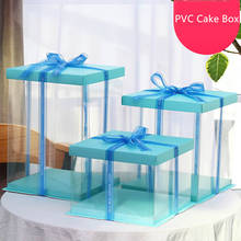 2020 New Blue Theme Clear PVC Box Packing Wedding/Christmas Favor Cake Chocolate Candy Containers Box/Case Party Favors Supplies 2024 - buy cheap