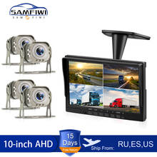 Monitor AHD para coche, sistema de cámara de visión trasera para camión, autocaravana, montaje en techo dividido, 4 canales, pantalla LCD de 10 pulgadas 2024 - compra barato