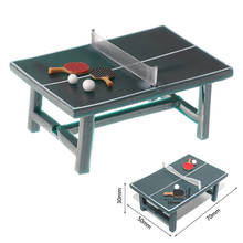 1/12 dollhouse tênis de mesa bola mini ping pong mesa com bolas & raquetes boneca casa decoração 2024 - compre barato