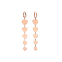 11.11 Drop Earrings Women's Hearts Dangle Hanging Statement Jewelry Rose Gold Color Stainless Steel Korean Fashion Earrings 2024 - buy cheap