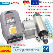 Air Cooled CNC spindle motor Kit 2.2KW ER20 400HZ 24000RPM + HY VFD inverter + 1set ER20 Collet For Milling Router Machine 2024 - buy cheap