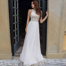 2021 On Sale Summer Beach Lace Bridal Wedding Dresses Sleeveless Jewel Neck Keyhole Back Wedding Gowns for Bride Sweep Train 2024 - buy cheap