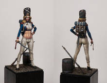 Figura de resina sem pintura 1/24 70mm, conjunto de modelo guerreiro feminino antigo (com base) 2024 - compre barato