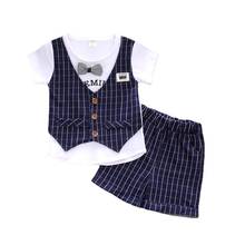 New Summer Children Boys Cotton Clothes Kids Gentleman T-Shirt Shorts 2pcs/Sets Baby Fashion Clothing Infant Casual Sportswear 2024 - buy cheap