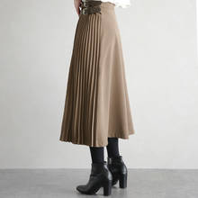 Japanese Korean Style High Waist Long Woman Skirts 2021 Autumn Winter Office Lady A-line Pleated Womens Skirts Mujer Faldas 2024 - buy cheap